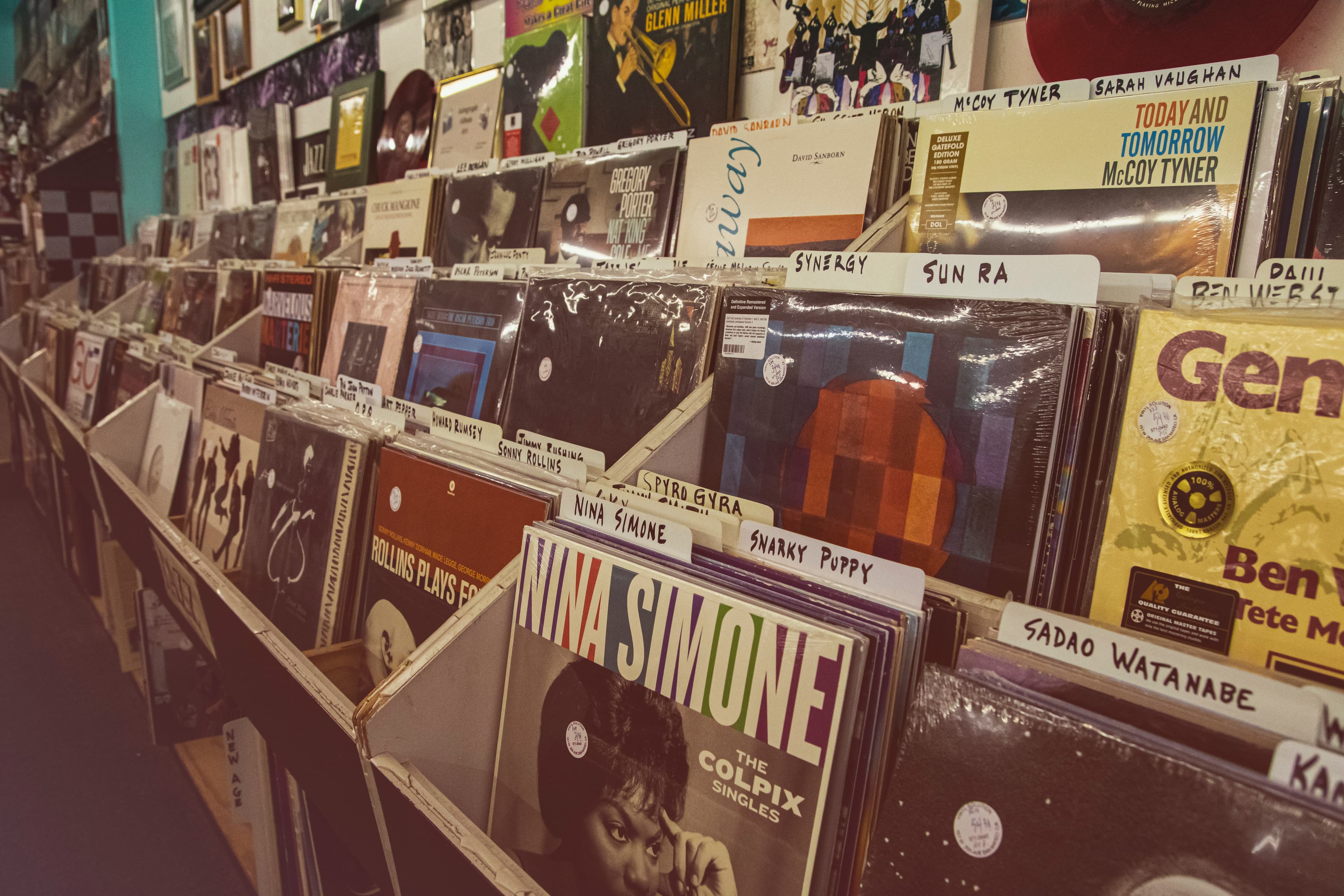 A stack of vinyl records